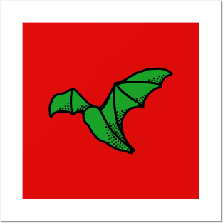 Bright green christmas pop art bat Posters and Art